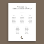 Vintage plan stołu urodzinowego z księżycem