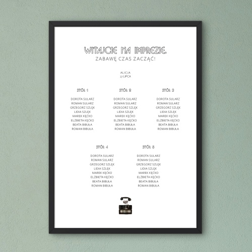 Retro plan stołu urodzinowego ze starym telefonem