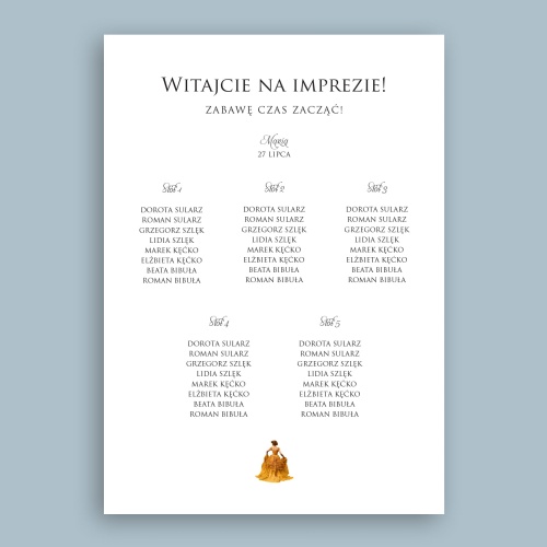 Vintage plan stołu urodzinowego z damą