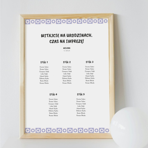 Plan stołu urodzinowego z mozaiką