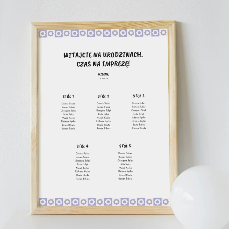 Plan stołu urodzinowego z mozaiką