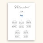 Plan stołu urodzinowego z niebieską kokardką