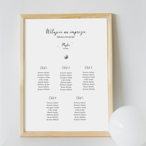 Plan stołu urodzinowego z kulą disco