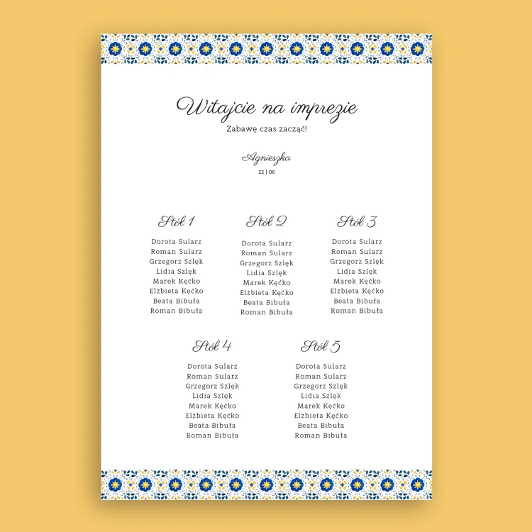 Plan stołu urodzinowego z elegancką wstążką