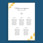 Plan stołu urodzinowego z żółtymi listkami