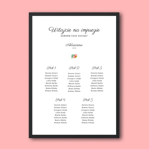 Plan stołu urodzinowego z małym kwiatkiem