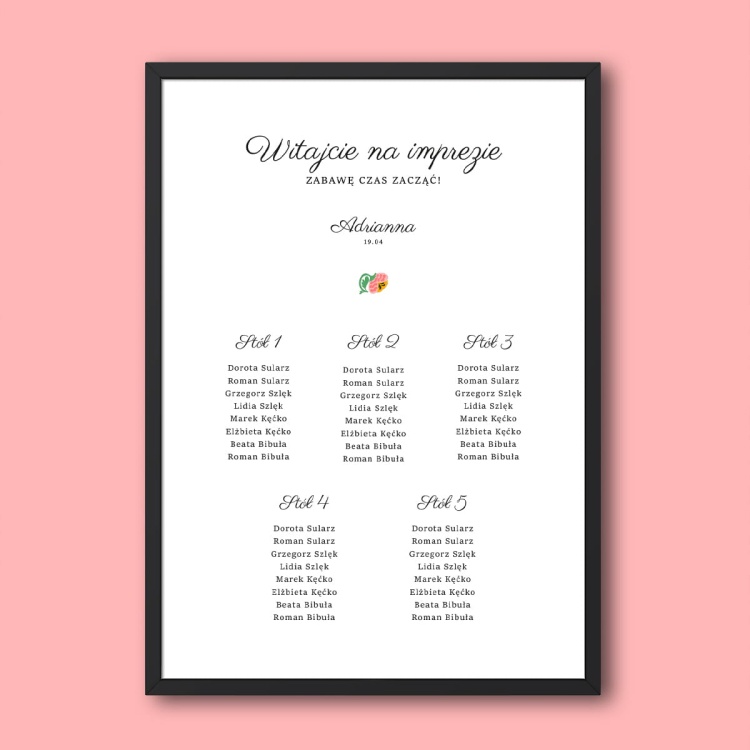 Plan stołu urodzinowego z małym kwiatkiem