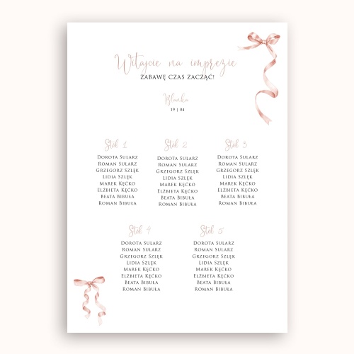 Plan stołu urodzinowego ze wstążkami