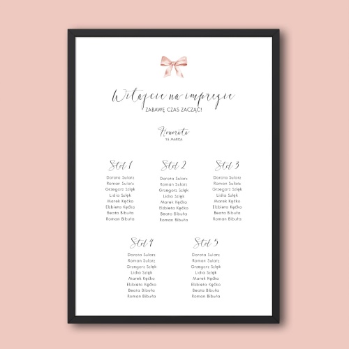 Plan stołu urodzinowego z kokardką