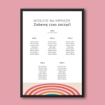 Plan stołu urodzinowego z kolorowymi łukami