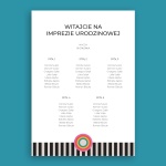 Plan stołu urodzinowego z paskami