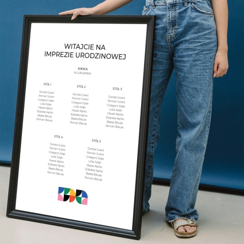 Plan stołu urodzinowego z kolorowym wzorkiem