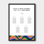 Plan stołu urodzinowego z kolorową falą