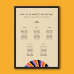 Plan stołu urodzinowego z kolorowym wzorkiem