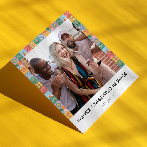 Polaroid podziękowanie dla gości - kolorowe radosne