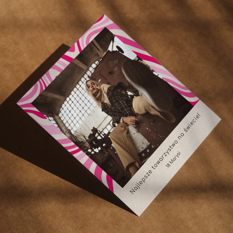 Polaroid podziękowanie dla gości - różowe hippie 70s