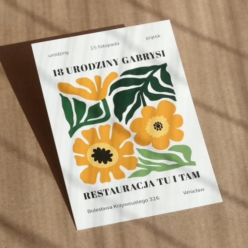Zaproszenia z botanicznym wzorem kwiatów