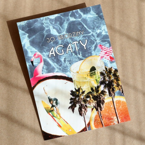 Zaproszenia na 18 z retro kolażem