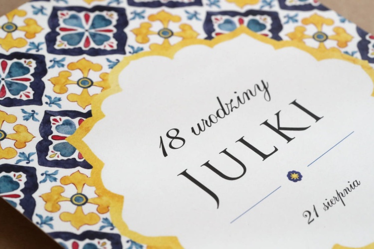Zaproszenia na 18 z akwarelową mozaiką