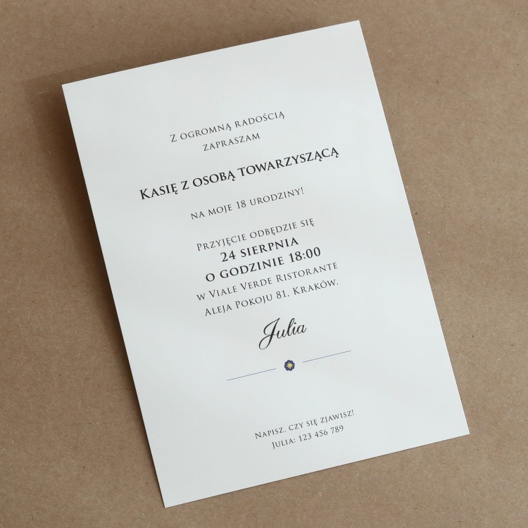 Zaproszenia na 18 z akwarelową mozaiką