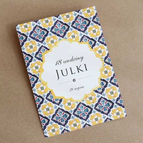 Zaproszenia na 18 z akwarelową mozaiką