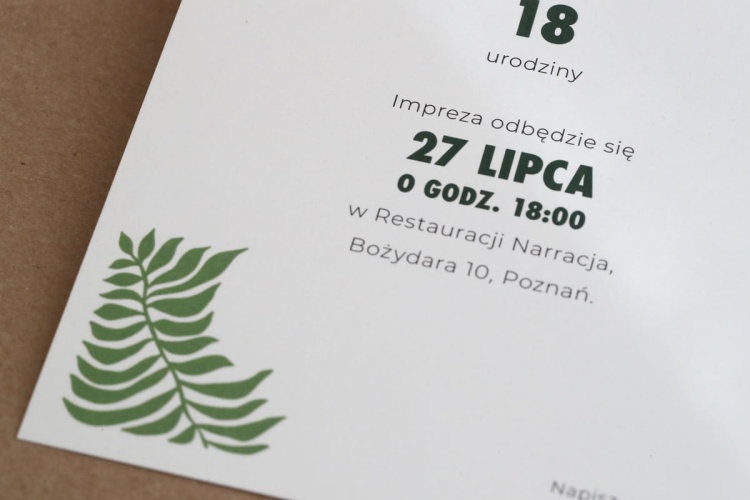 Zaproszenia na 18 Jungle Flora Art