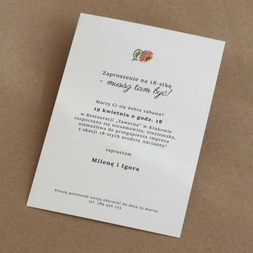 Zaproszenia na 18 Pink Jungle Flora Art