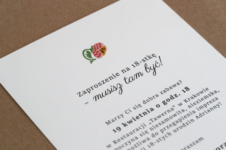 Zaproszenia na 18 Pink Jungle Flora Art