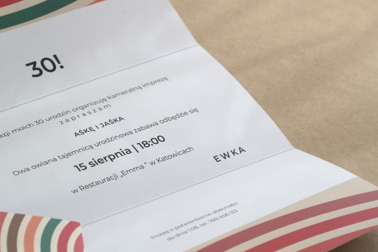 Bauhaus zaproszenia urodzinowe z obwolutą