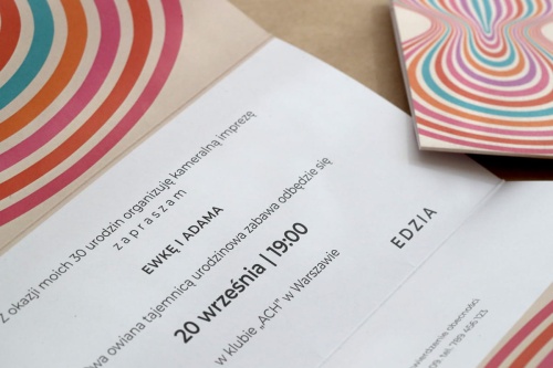 Bauhaus eleganckie zaproszenia urodzinowe z obwolutą