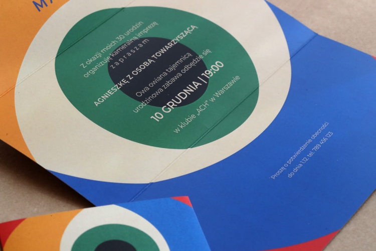 Bauhaus eleganckie zaproszenia urodzinowe z obwolutą