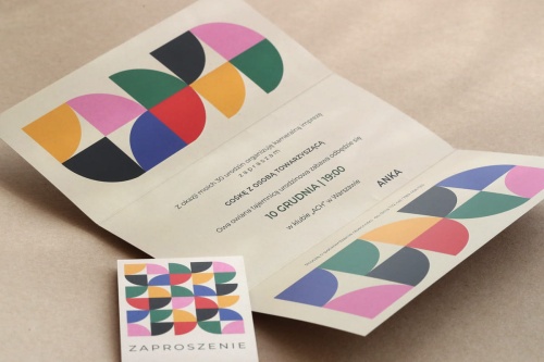 Bauhaus eleganckie zaproszenia urodzinowe z obwolutą