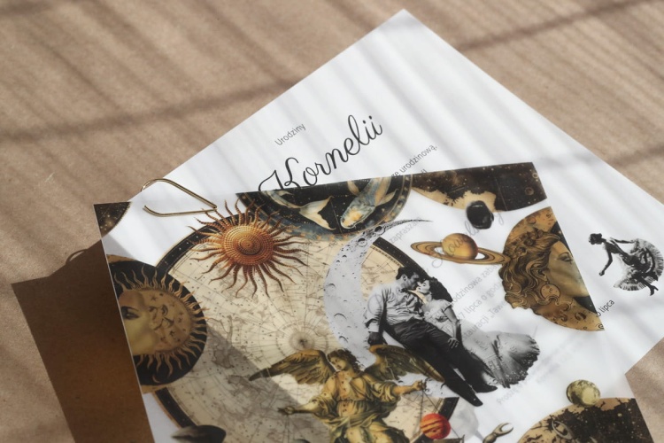 Retro zaproszenia kwadratowe z kalką