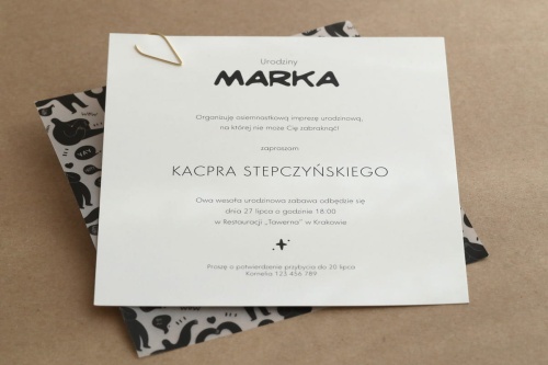 Retro zaproszenia kwadratowe z kalką