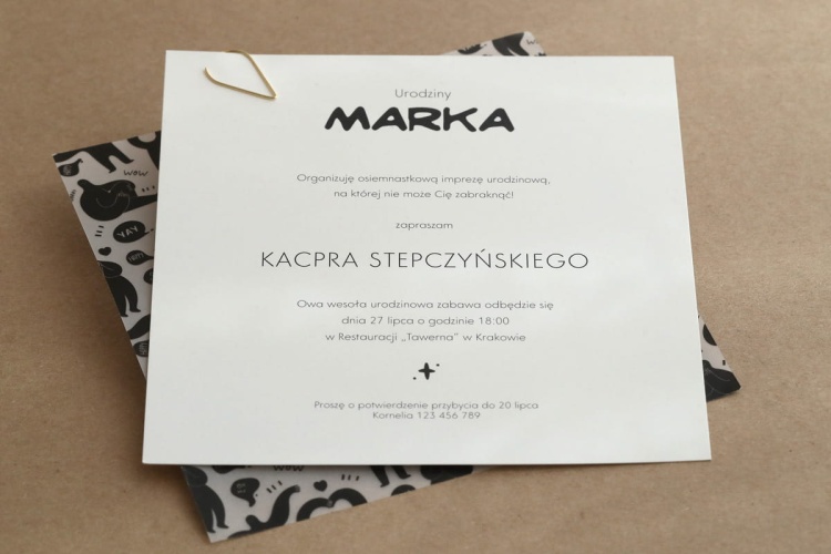 Retro zaproszenia kwadratowe z kalką