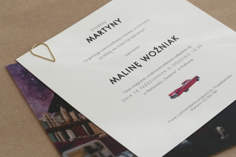 Zaproszenia kwadratowe z kalką - vintage collage