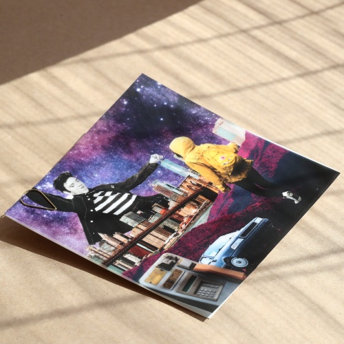 Zaproszenia kwadratowe z kalką - vintage collage