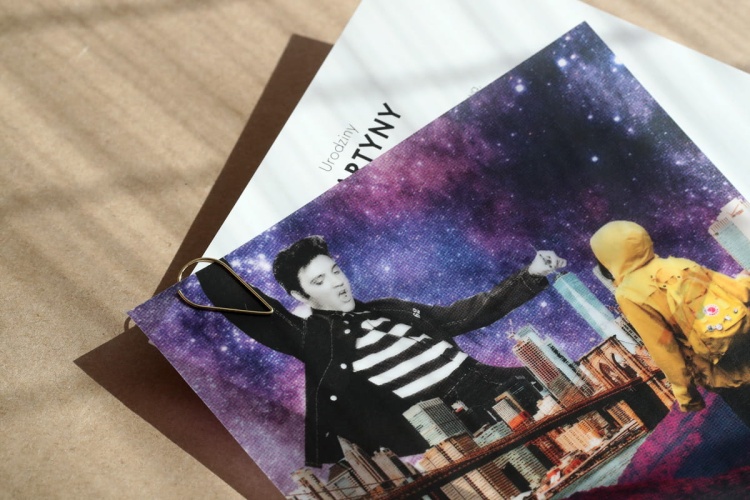 Zaproszenia kwadratowe z kalką - vintage collage