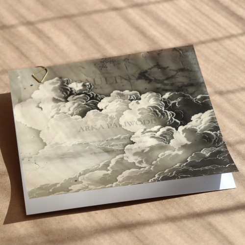 Retro zaproszenia kwadratowe z kalką