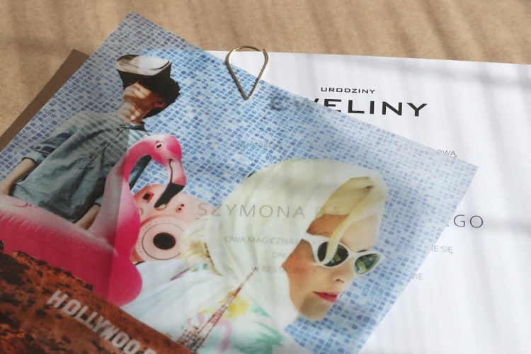 Zaproszenia urodzinowe w stylu retro z ozdobną kalką