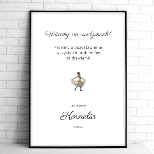 Vintage tablice powitalne na przyjęcie urodzinowe z damą