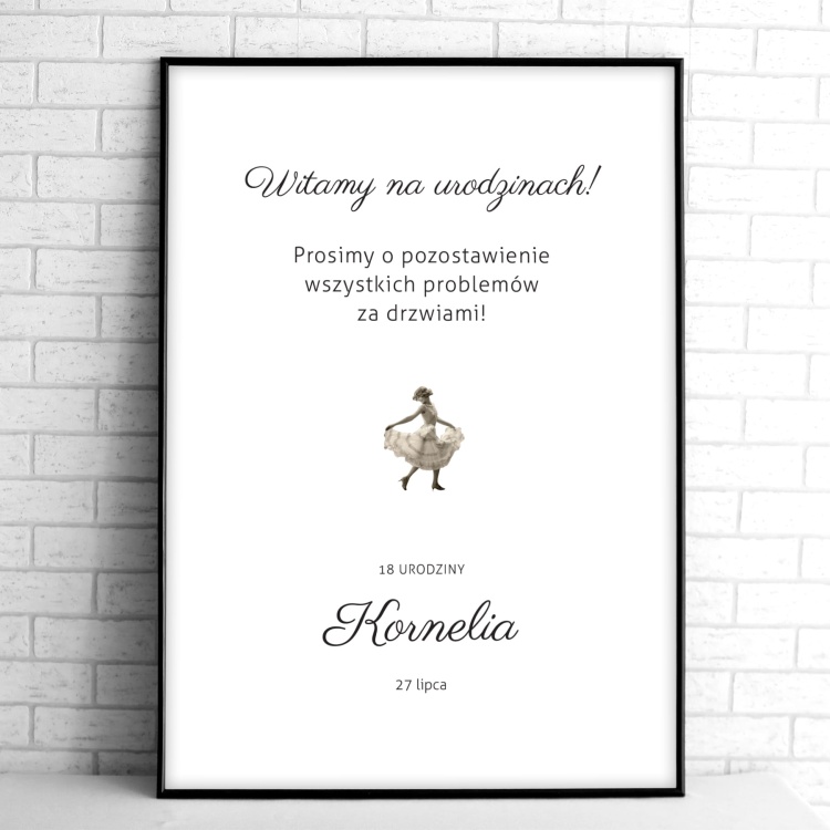 Vintage tablice powitalne na przyjęcie urodzinowe z damą