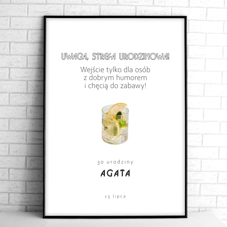Retro tablice powitalne na przyjęcie urodzinowe z drinkiem