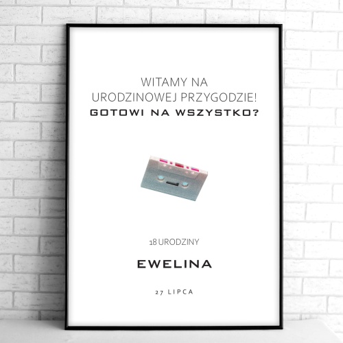 Retro tablice powitalne na przyjęcie urodzinowe z kasetą