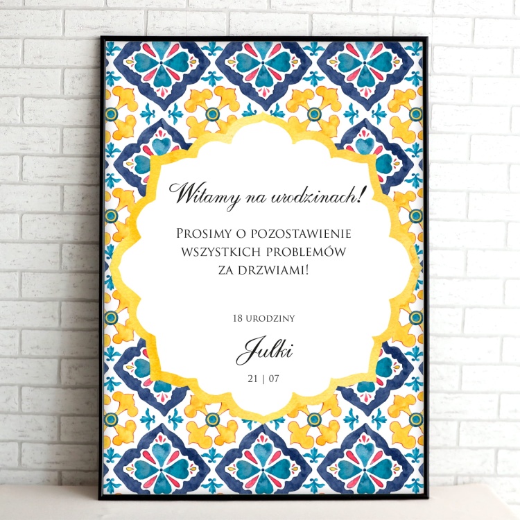 Tablice powitalne na przyjęcie urodzinowe z eleganckim wzorem