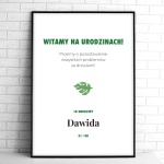 Tablice powitalne na przyjęcie urodzinowe z listkiem