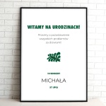 Tablice powitalne na przyjęcie urodzinowe z liściem