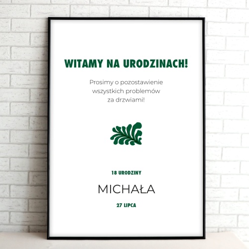 Tablice powitalne na przyjęcie urodzinowe z liściem