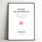 Tablice powitalne na przyjęcie urodzinowe z kwiatuszkiem