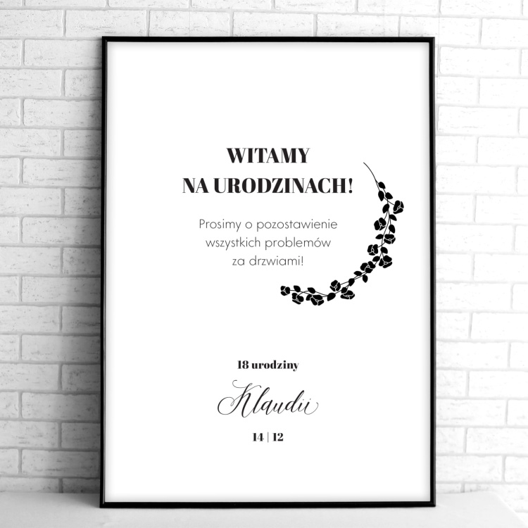 Tablice powitalne na przyjęcie urodzinowe z elegancką gałązką